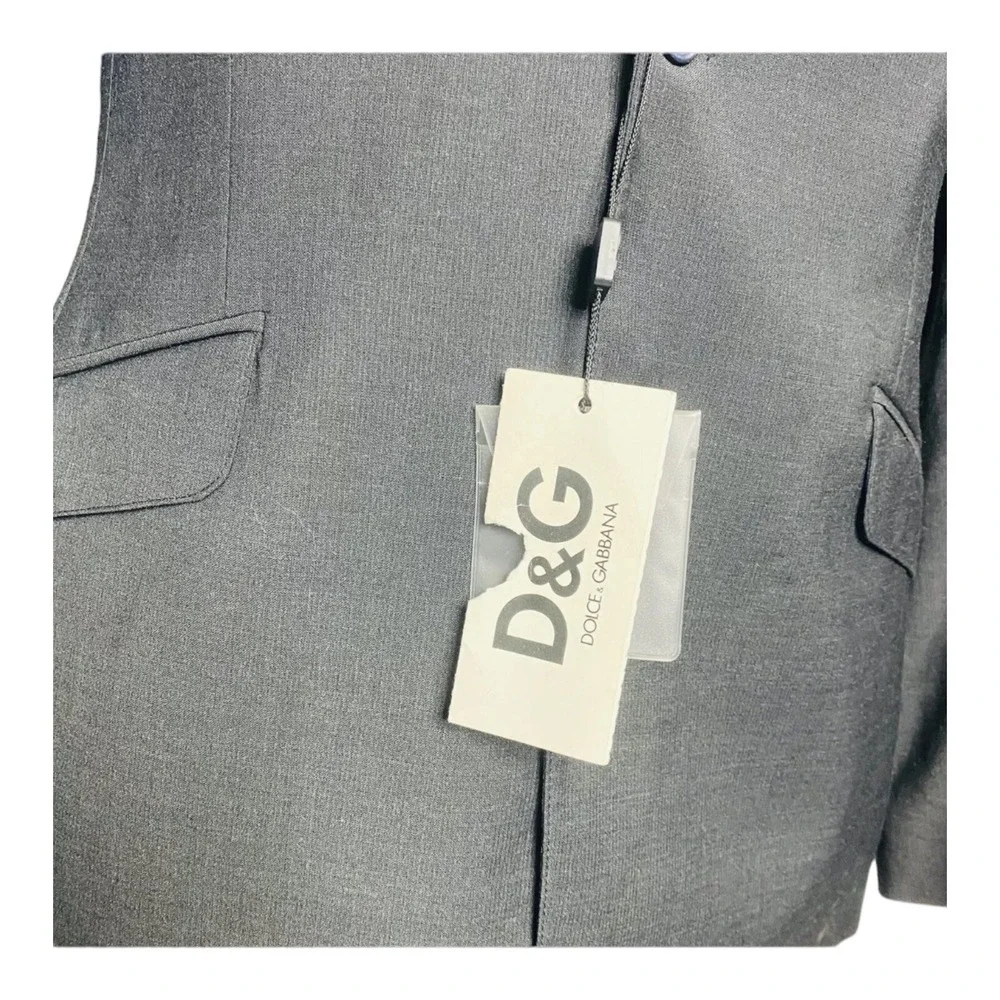 NWT Dolce & Gabbana Grey 2 Button Double Vent Polyester‎ Wool Sport Coat US 44R